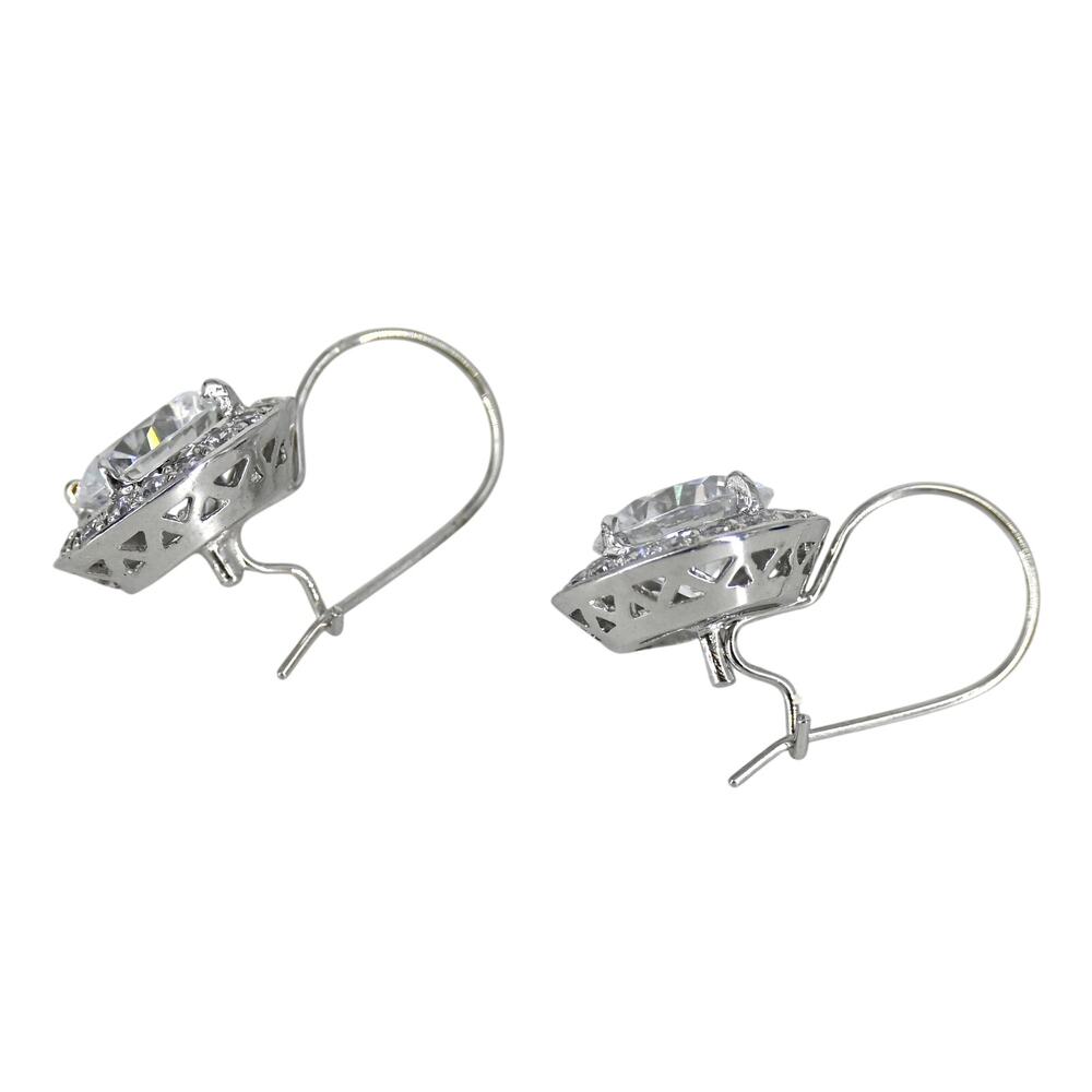 Fantasia by DeSerio Round Cubic Zirconia Elegant Drop Earrings With Box - Picture 6 of 11
